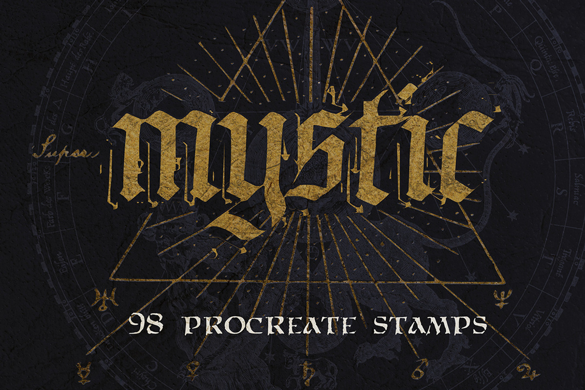 98 Procreate mystic / ocult stamps, a Brush Add-On by Endete & Mazak brushes (Photo 1 of 6)