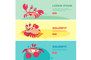 Crab banners. ads templates for, an Animal Illustration by Onyx