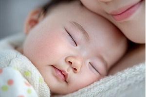 A young mother cradles her newborn, a Food & Drink Photo by ZinetroN