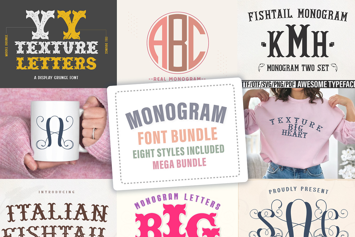Monogram Font Bundle, a Handwritten Font by Mini_World (Photo 1 of 4)