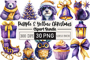 Purple And Yellow Christmas Clipart, an Illustration by Black Bird Studio (Thumbnail 1 of 6)