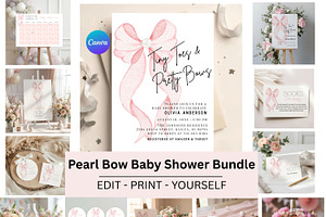 Pink Bow Baby Shower Bundle Template, a Social Media Template by Stellalunarts