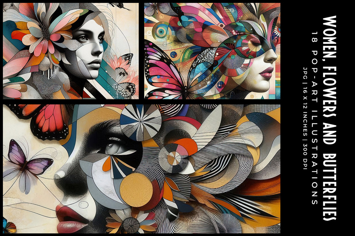 Women, Flowers and Butterflies, a Decorative Illustration by Digital Art Creations (Photo 6 of 12)