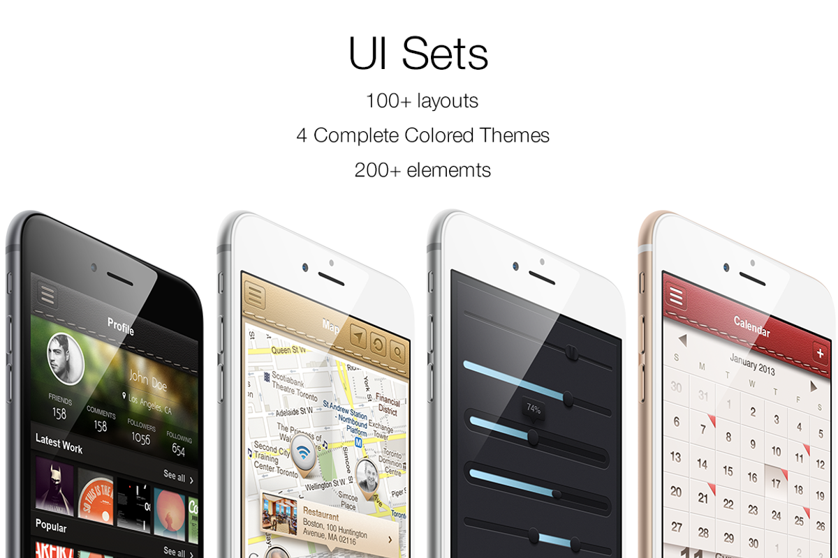 iOS UI Sets 4 Colors, an iPhone Mockup by Yuriy Kondratkov (Photo 1 of 5)