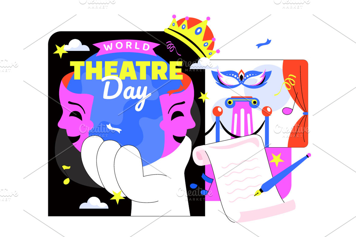 10 World Theatre Day Illustration, a Person Illustration by denayunebgt (Photo 4 of 4)