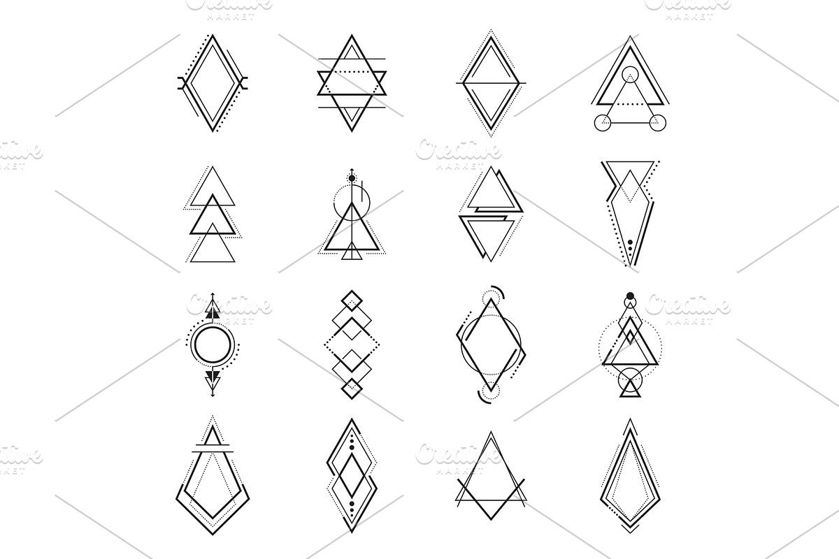 Geometric boho tattoos, an Illustration by Vector Tradition