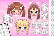 Procreate Chibi Hairstyles brushes, a Brush Add-On by Revabrush (Thumbnail 12 of 16)