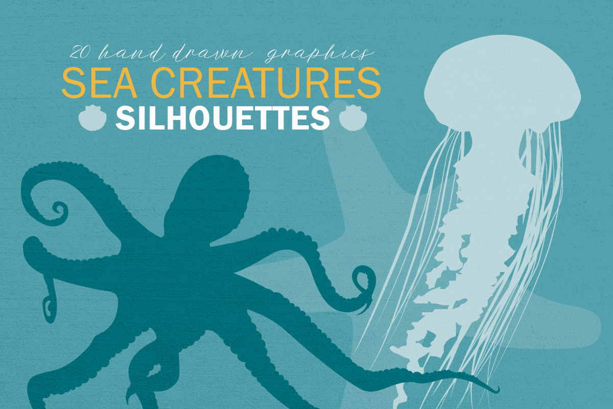 Sea Creature Silhouettes, an Animal Illustration by Cheeky Lemons (Photo 1 of 2)