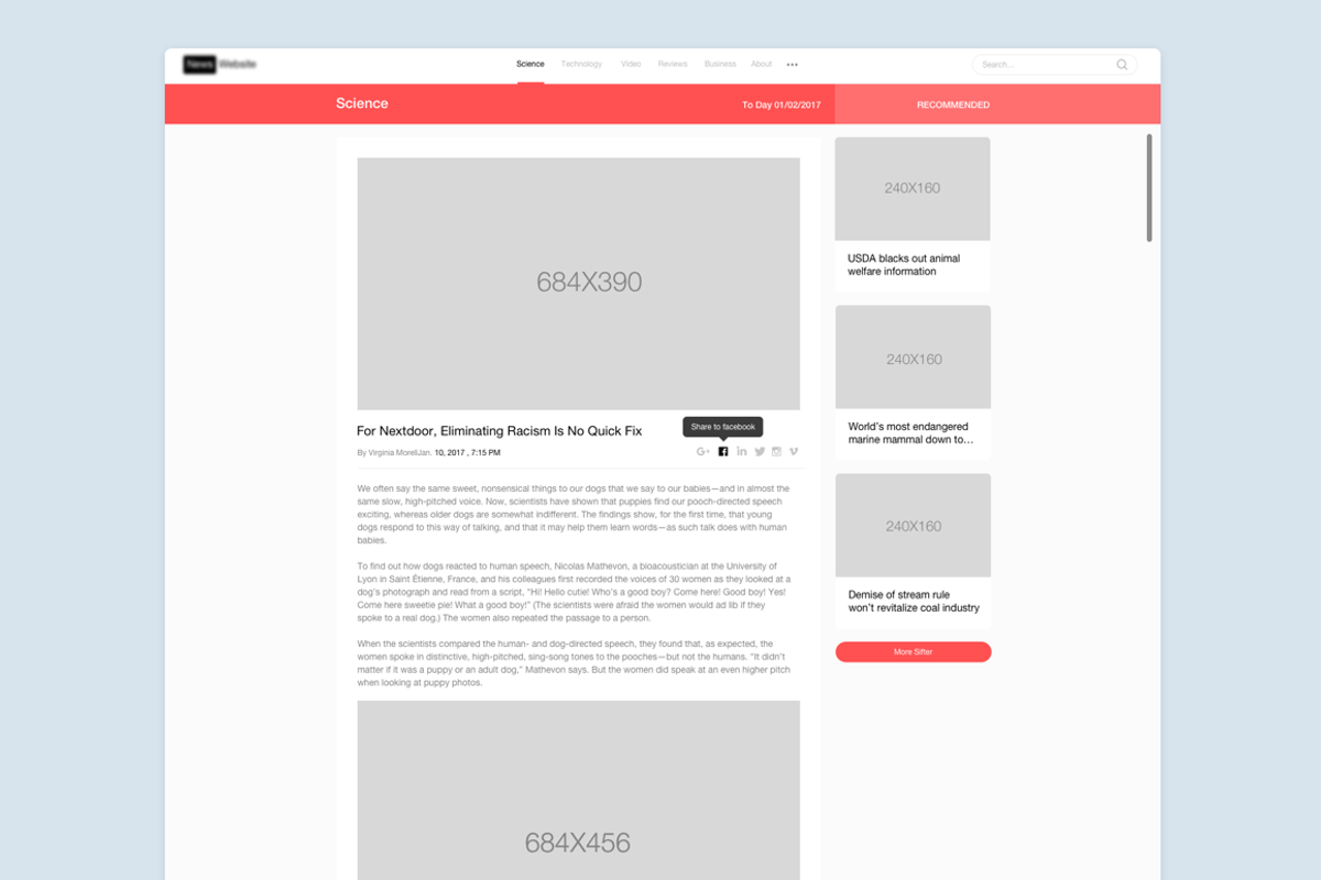 News Web Site Template Sketch 3, an UI Kit Template by John Khester (Photo 2 of 5)