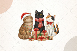 Meowy Christmas Png, an Illustration by Watercolor design