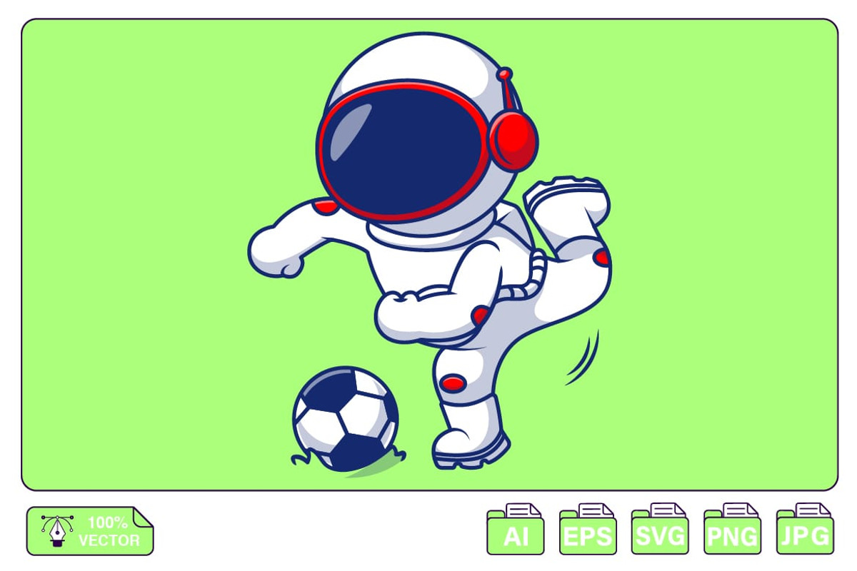 Cute Astronaut Playing Soccer Ball, a Sport Illustration by Artstorystudio (Photo 1 of 3)