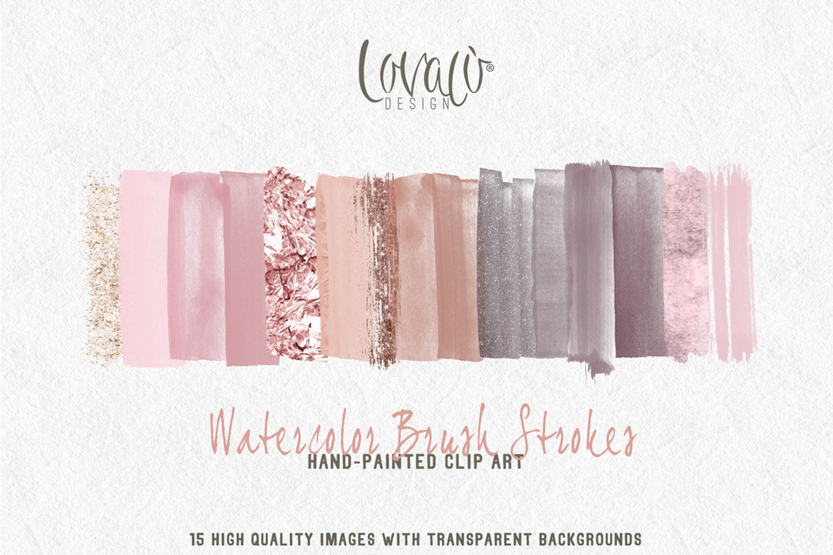 Pink Nude Gold Brush Stroke Clipart, a Texture Graphic by Lovalù®