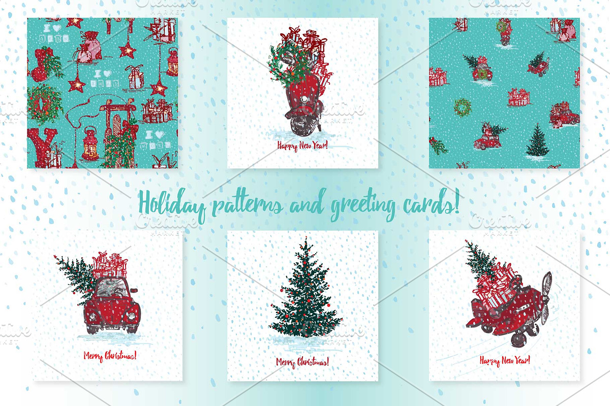Set of sketch Christmas tree and car, a Decorative Illustration by Zimages (Photo 4 of 7)