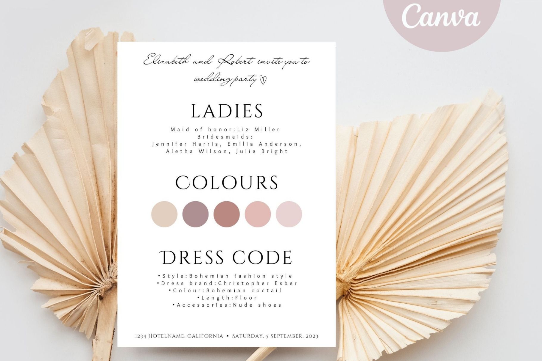 Wedding Dress Code Details Card A Card Template By Evatemplates 5392