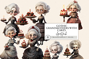 GOTHIC GRANDMAS WITH CAKES CLIPART, a Person Illustration by Daring Digies (Thumbnail 1 of 6)
