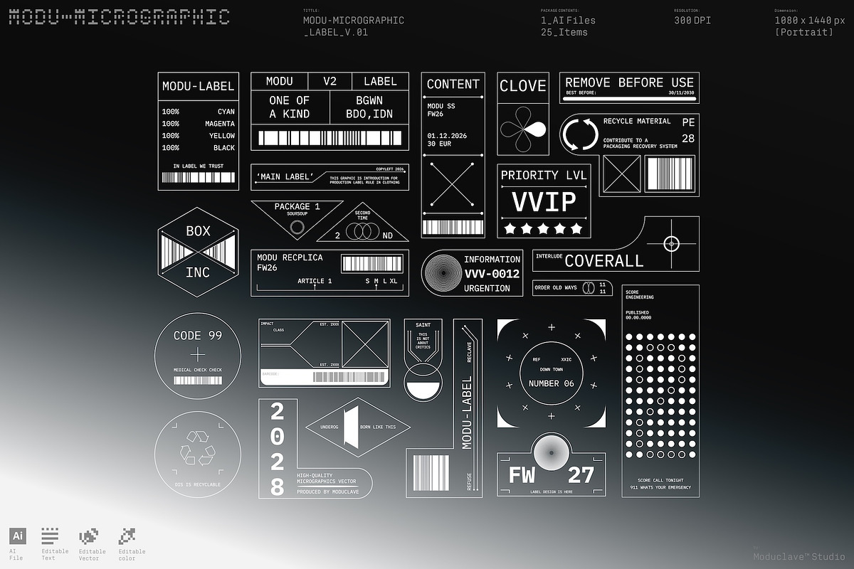 25 Vector Label Graphics - Editable, an Object Graphic by Moduclave Studio (Photo 1 of 3)