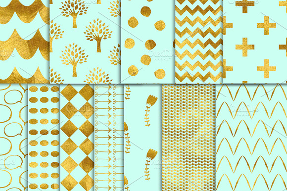 Mint and Gold Digital Paper preview 3