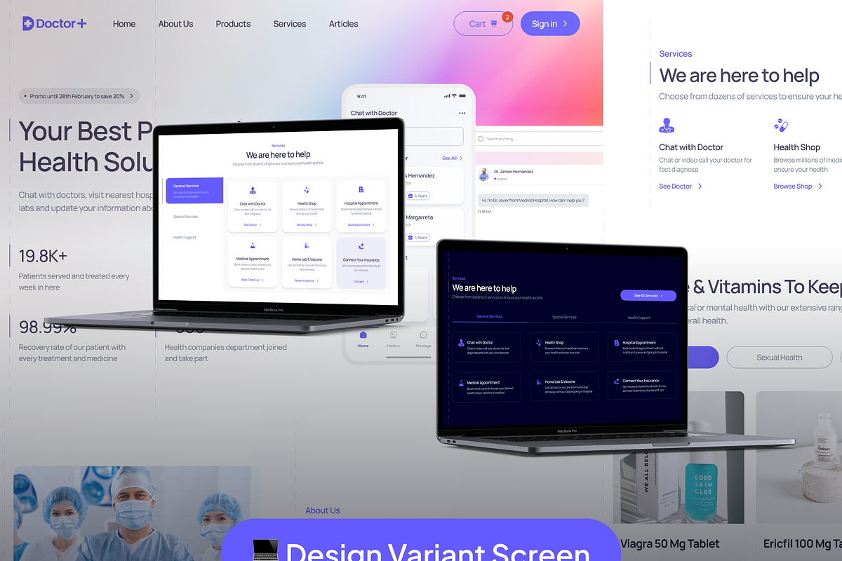 Doctor+ Health Care Website UI Kit, an UI Kit Template by Moni Studio
