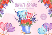Sweet Spring Watercolor Collection, an Illustration by TanataDesign (Thumbnail 1 of 9)