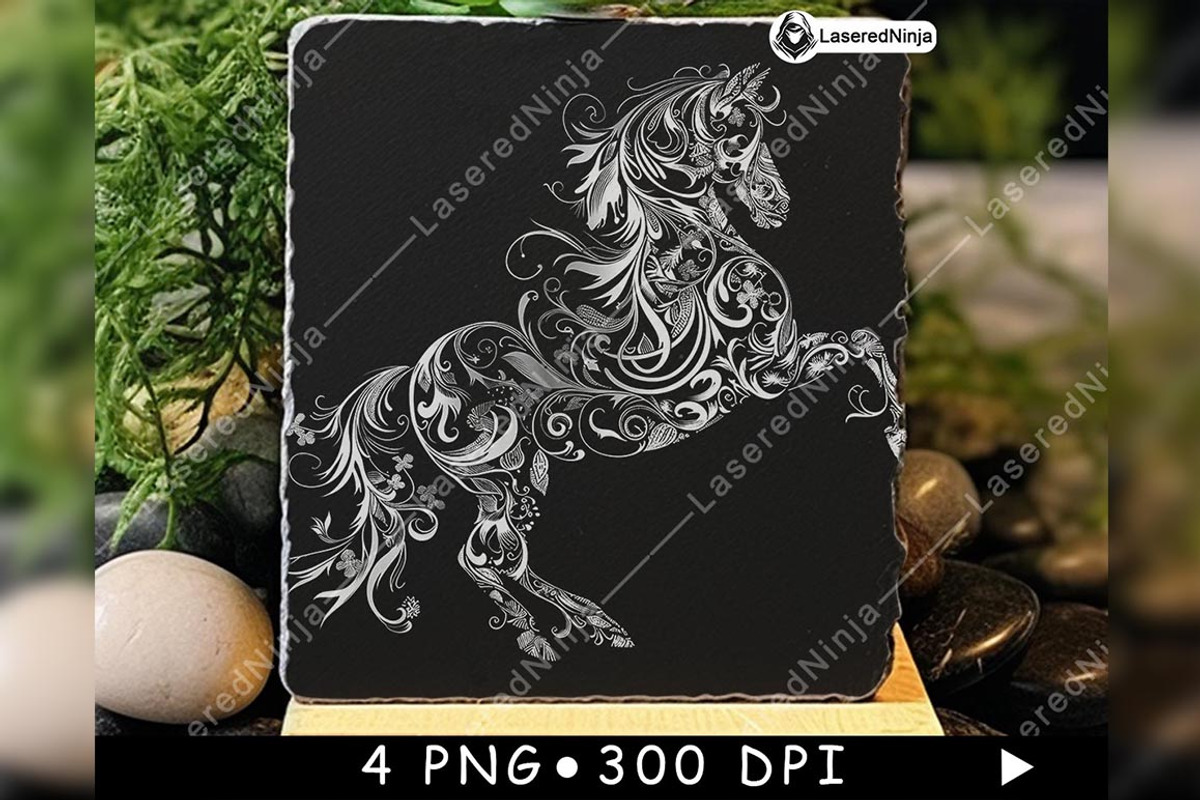 Horse Swirling Floral Pattern Equine, a Background Graphic by LaseredNinja (Photo 4 of 7)