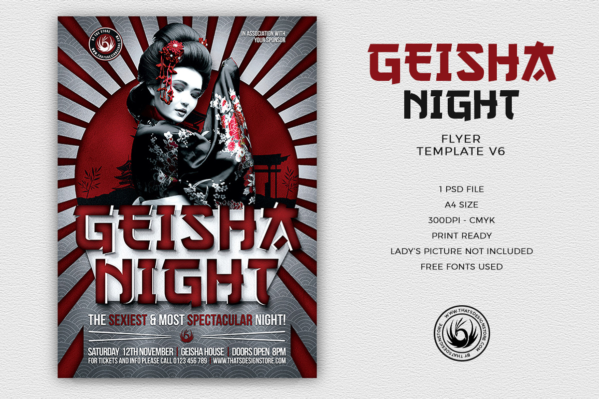 Geisha Night Flyer Template V6, a Flyer Template by ThatsDesignArt (Photo 2 of 7)