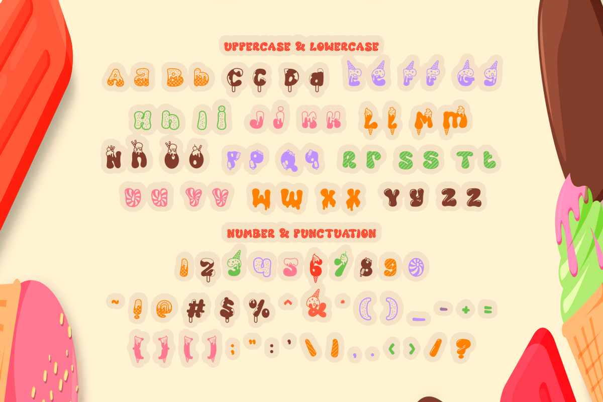 Cold Snowflake - Quirky Ice Cream Fo, a Font by PutraCetol Studio (Photo 9 of 11)