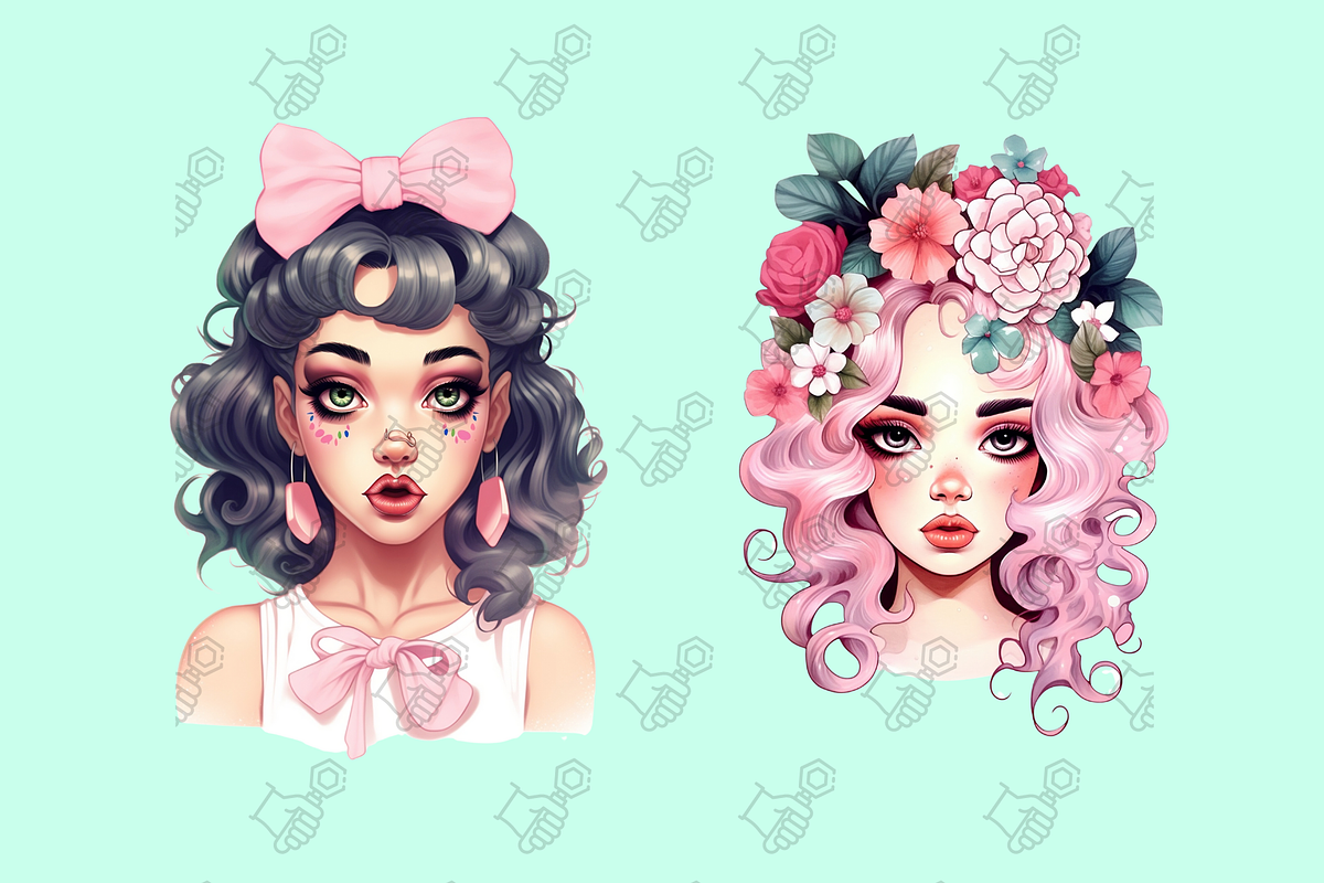 Curly Haired Girls Clip Art PNG set, a Person Illustration by RobinElkthunder (Photo 5 of 7)