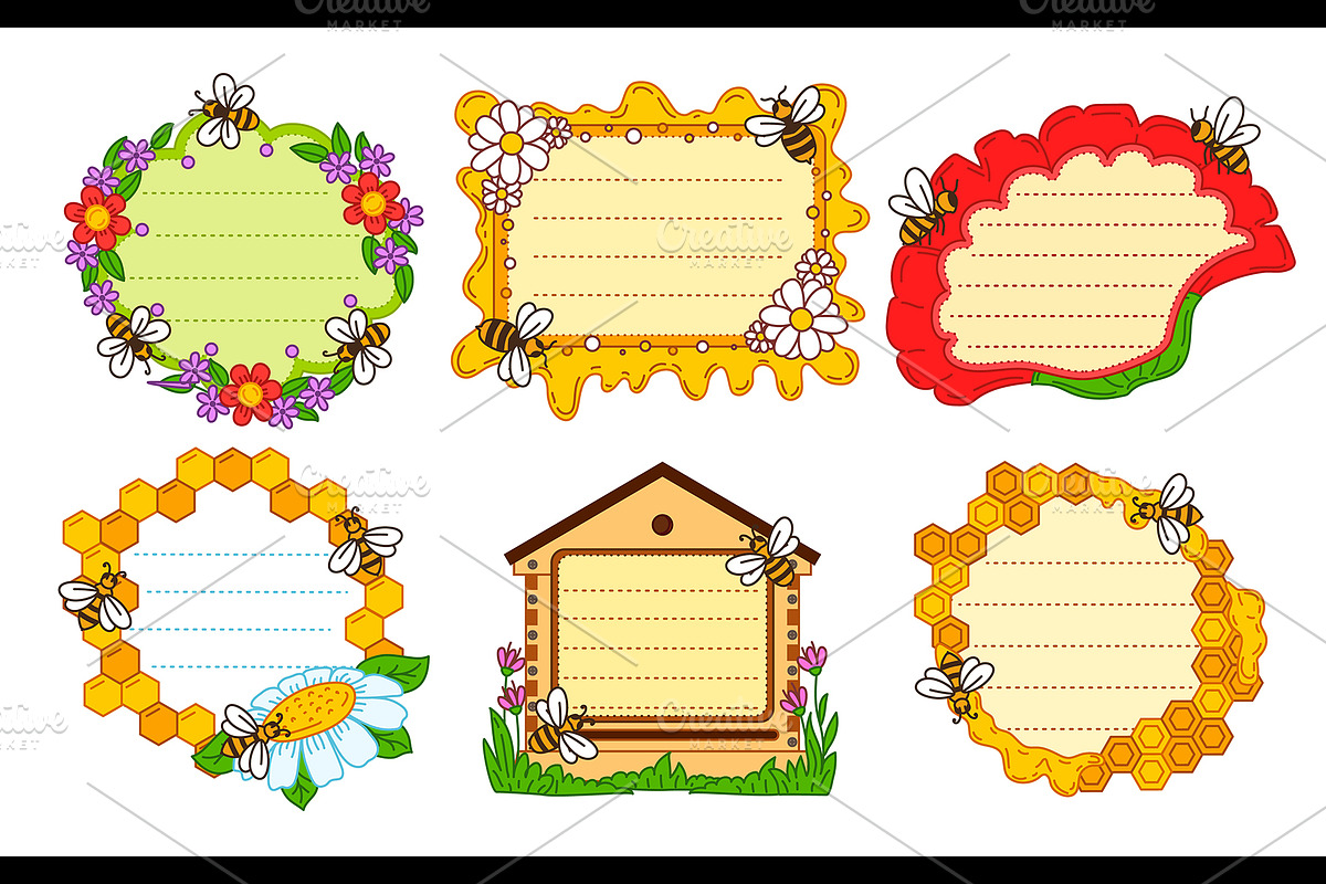 Honey and honeycomb memo notes, an Education Illustration by Vector Tradition (Photo 3 of 3)