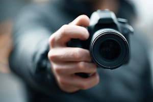 Person holding a camera and pointing, a Person Photo by MistyDay