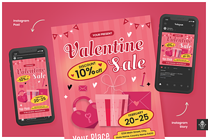 Valentine Sale Flyer Set, a Flyer Template by SquidPixey
