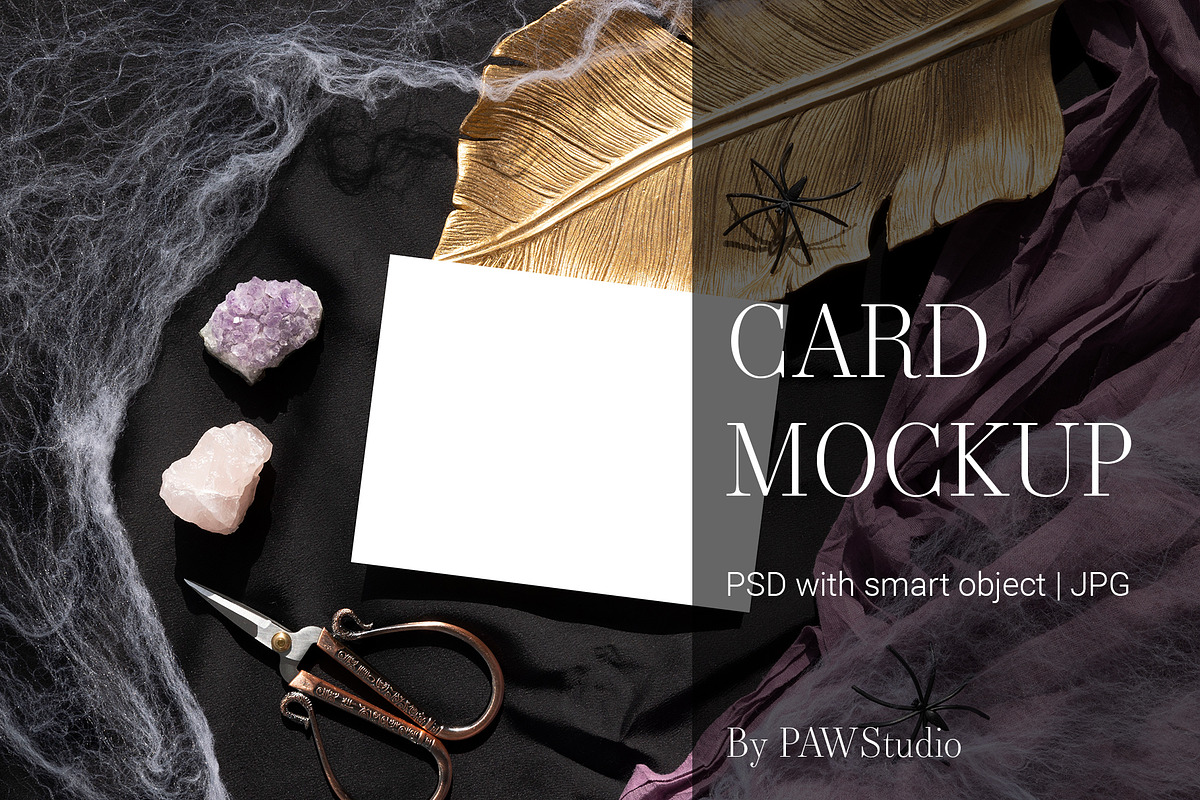 Halloween Card Mockup 5.5x4.25 g45, an Advertising Mockup by PawMockups (Photo 1 of 10)