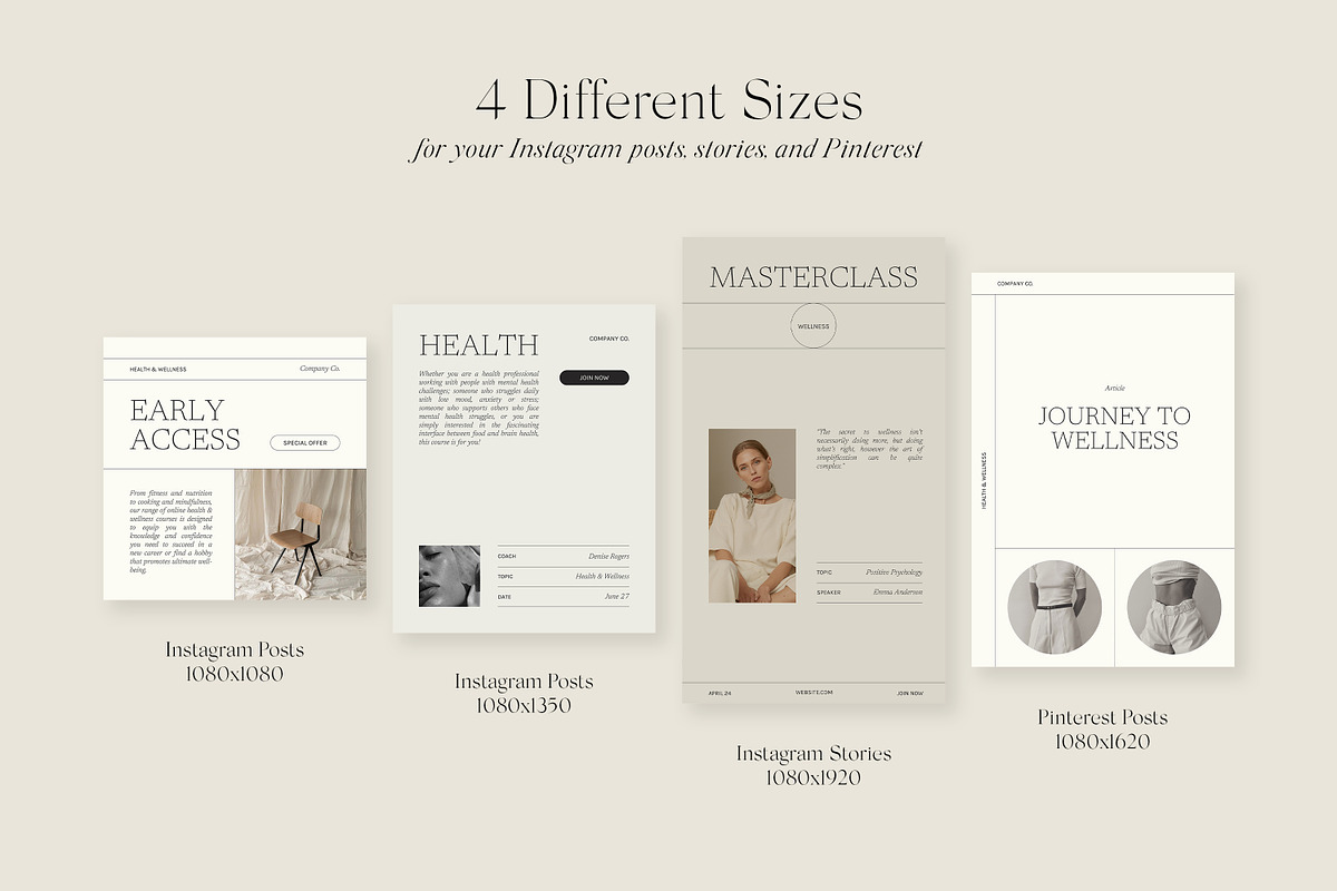 Wellness Social Media Pack Canva PS, a Social Media Template by Feel This