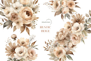 Elegant Rustic Beige Flowers Clipart