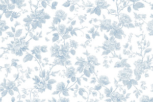 Seamless pattern blue floral toile seamless pattern featuring vi, a Pattern Graphic by Studio ANNA