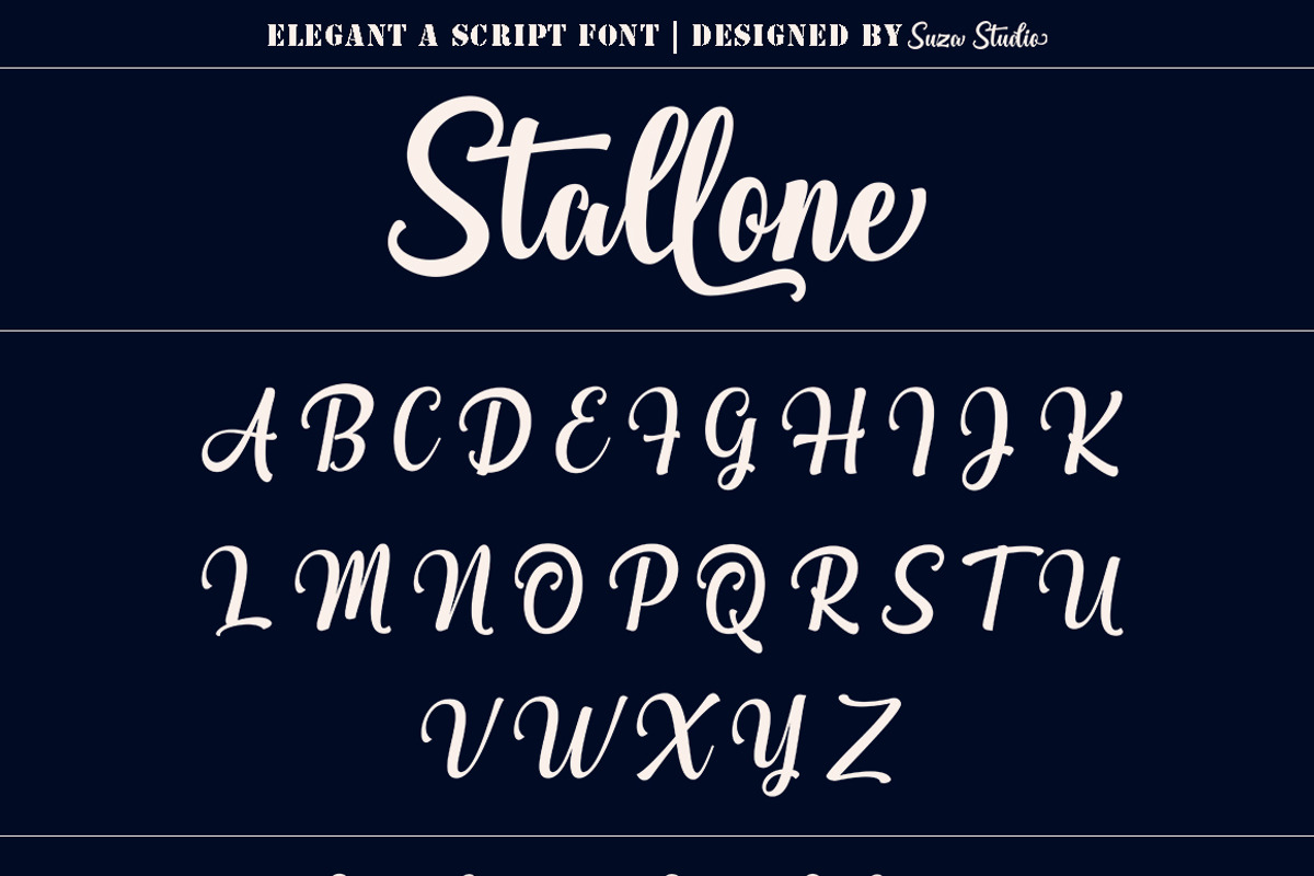 Stallone - Elegant A Script Font, a Script Font by Suza Studio (Photo 2 of 9)