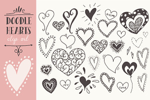 Doodle Hearts Clip Art