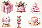 Watercolor Pink Christmas Clipart, an Illustration by Libby Wishes (Thumbnail 6 of 7)