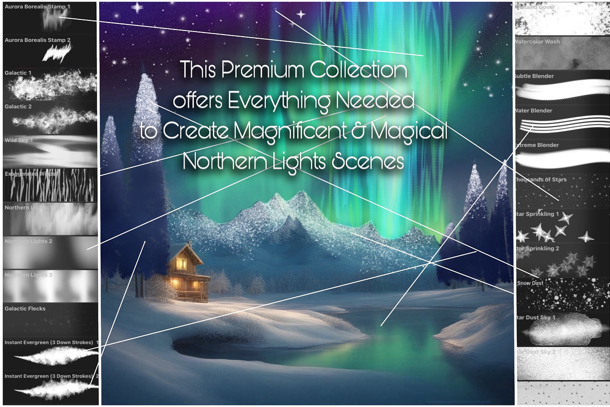 Aurora Borealis Premium Brushes, a Brush Add-On by Willow & Wheat (Photo 2 of 5)