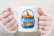 Watercolor Blue Halloween Clipart, an Illustration by Sublimation Artist (Thumbnail 5 of 6)