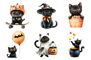 Cute Halloween Black Cats Clipart, an Illustration by Dream Creation (Thumbnail 2 of 6)