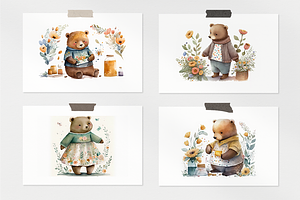 Cute Bears Watercolor Collection