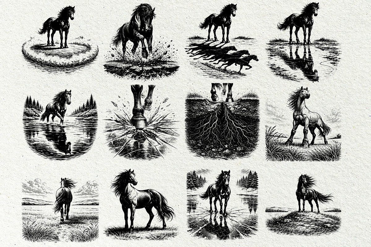Wild Horse SVG Graphics Bundle, an Animal Illustration by DENIDigitalArtSudio (Photo 5 of 8)
