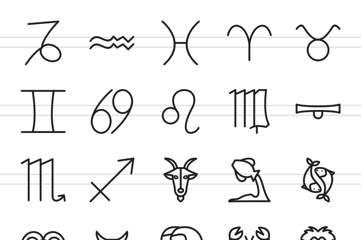 24 Zodiac Line Icons, an Outline Icon by IconBunny (Photo 2 of 3)