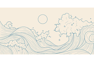 Traditional Japanese water wave, an Illustration by art PVP - market