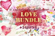 Love watercolor bundleValentine, a Decorative Illustration by LABFcreations (Thumbnail 1 of 14)
