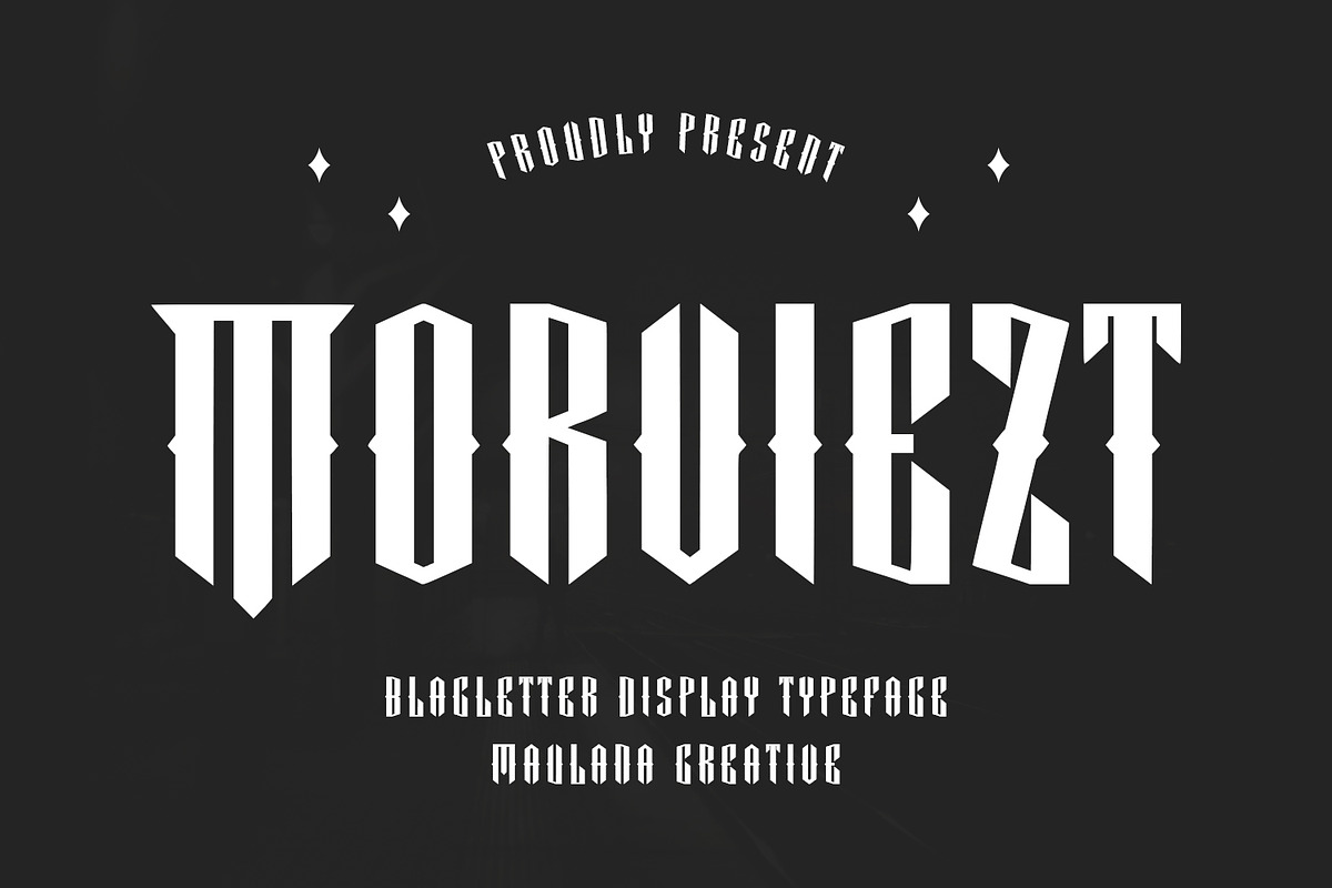 Morviezt Blackletter Display Font, a Blackletter Font by Maulana Creative (Photo 1 of 7)