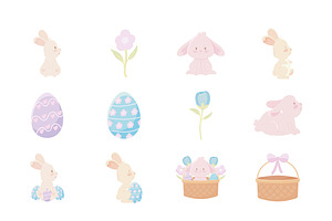 Cute Easter Bunny Illustration Set, a Templates & Theme by studiogstock