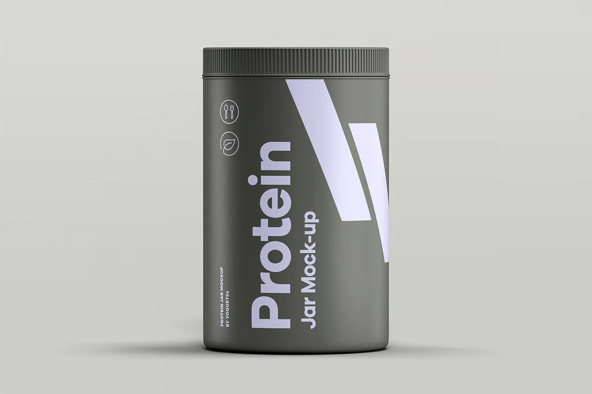 Protein Tall Jar Mock-up, a Packaging Mockup by zippypixelstudio (Photo 4 of 12)