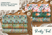 Rusty Teal Floral Clipart & Patterns, an Illustration by Corner Croft (Thumbnail 12 of 13)