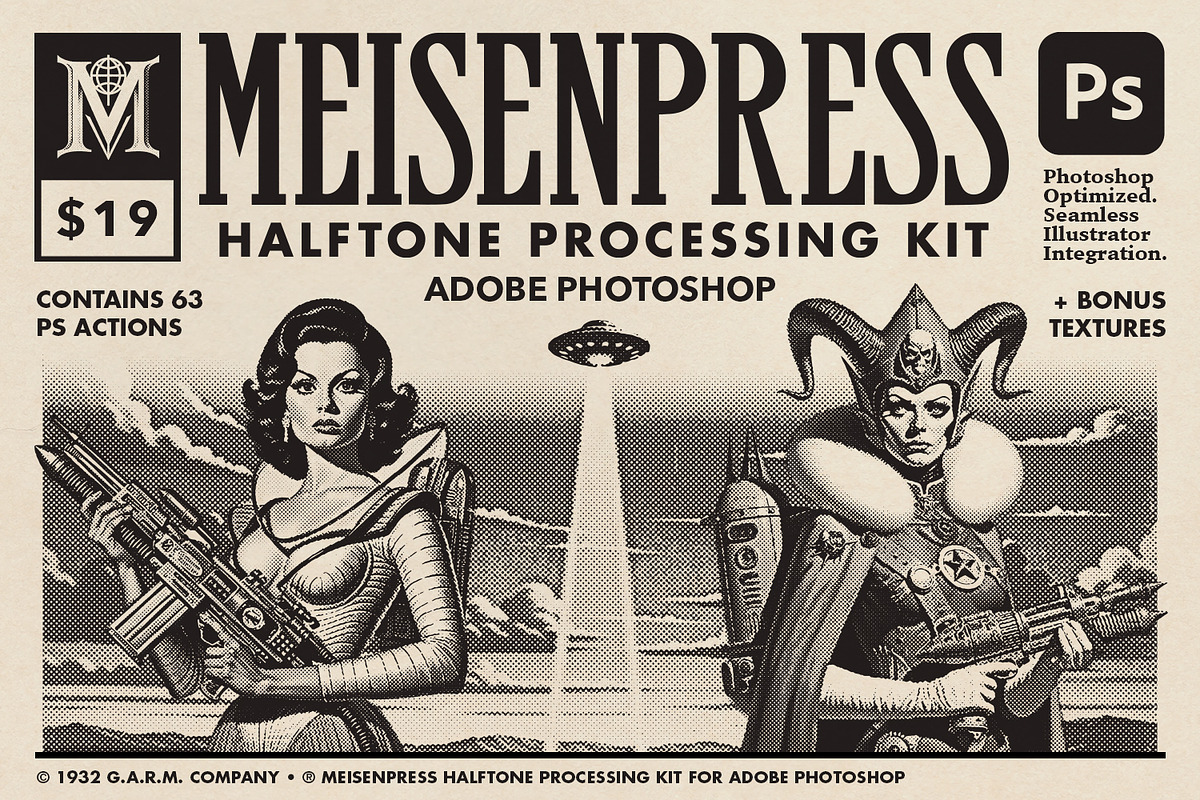 Meisenpress Halftone Processing Kit, an Action Add-On by G.A.R.M. Company (Photo 1 of 10)